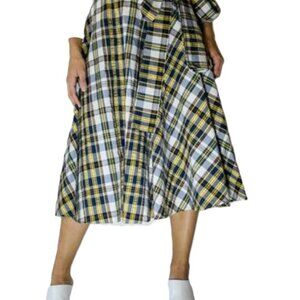 JW Anderson x Uniqlo Tartan Plaid A Line Midi Skirt Blue Yellow Checks Y2K